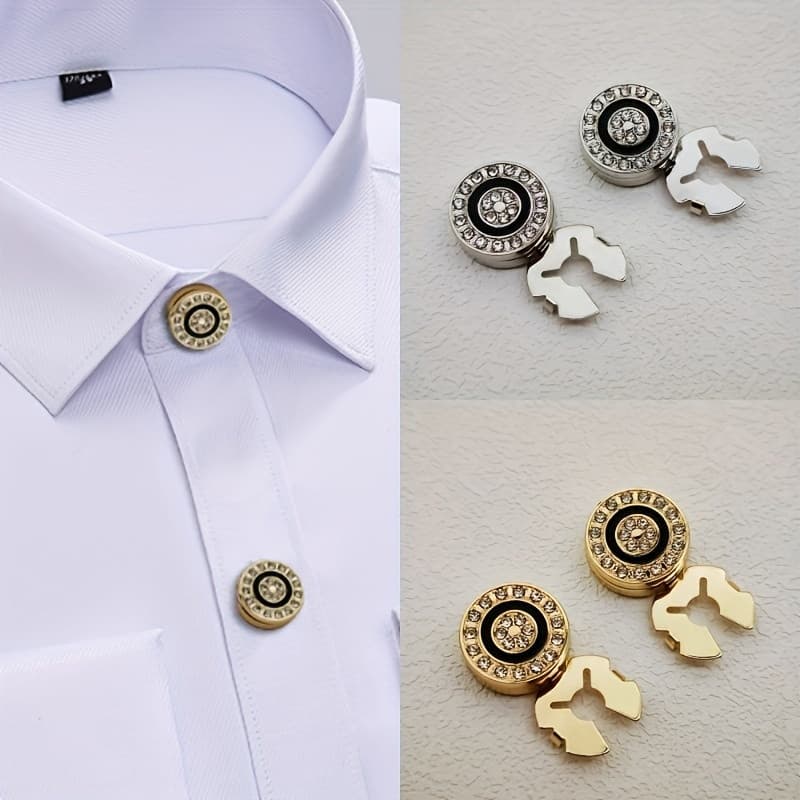 2 Unidades/Par Abotoaduras De Camisa Elegantes , Acessório Masculino Elegante , Perfeito Para Aniversário , Presente De