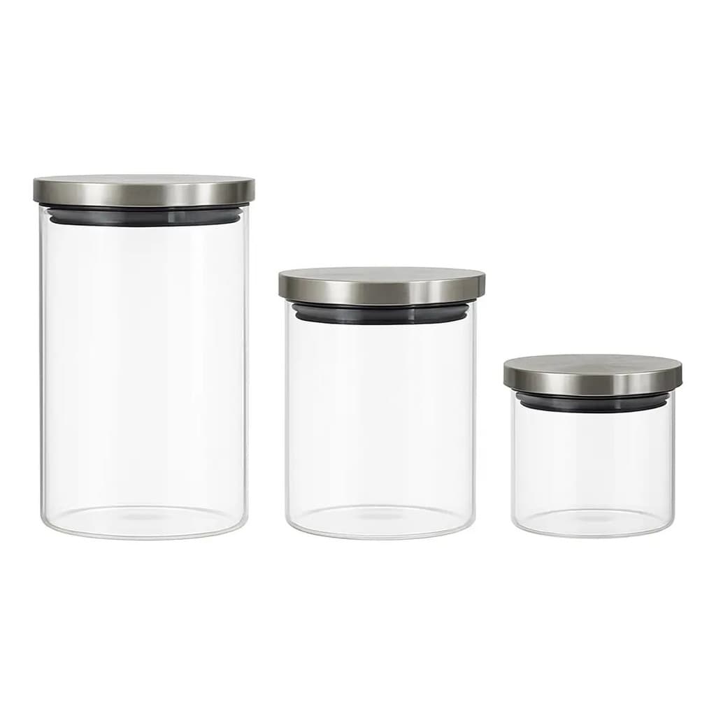 Conjunto 3 Pote De Vidro Tampa Inox Belovidro Transparente