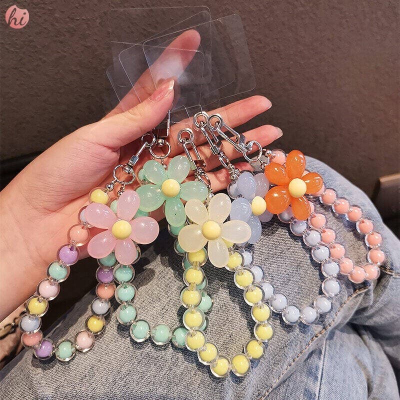 Cordão Colorido Para Telefone Com Contas De Macaron – Pulseira De 14.5 Cm Mulheres Corrente Anti-Perda