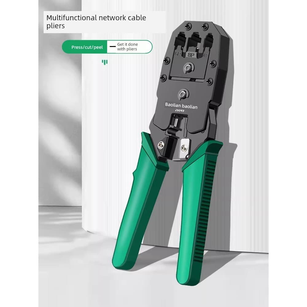 Alicate de rede Baolian Alicate de crimpagem de cabeça de cristal Fixação Multifuncional Universal Banda larga Conector