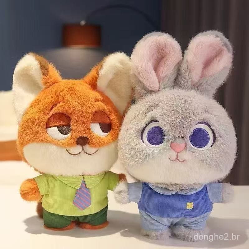 Brinquedos de pelúcia Zootopia, coelhos e raposas de desenho animado, presentes