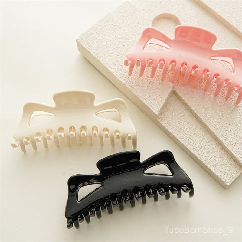 Presilha de cabelo super grande em formato de garra de tubarão para mulheres coreanas, para cabelos grossos, acessório d
