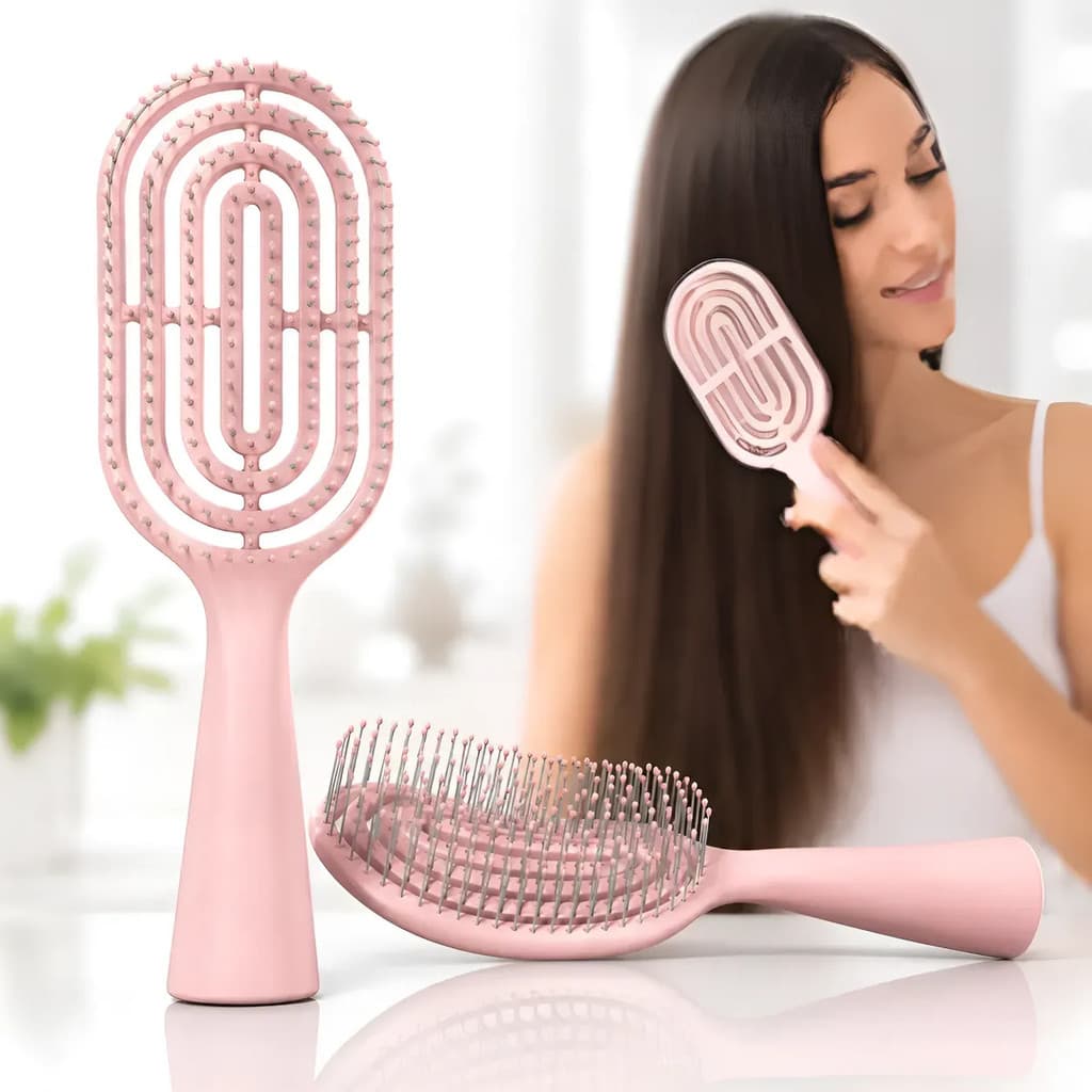 Escova De Cabelo Desembaraçante Vazado Cerdas Flexíveis