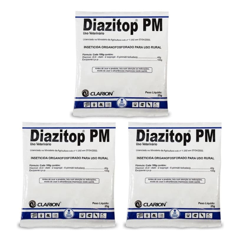 Diazitop Pm 25g Controle De Moscas Rural Vetoquinol Kit 3 Un