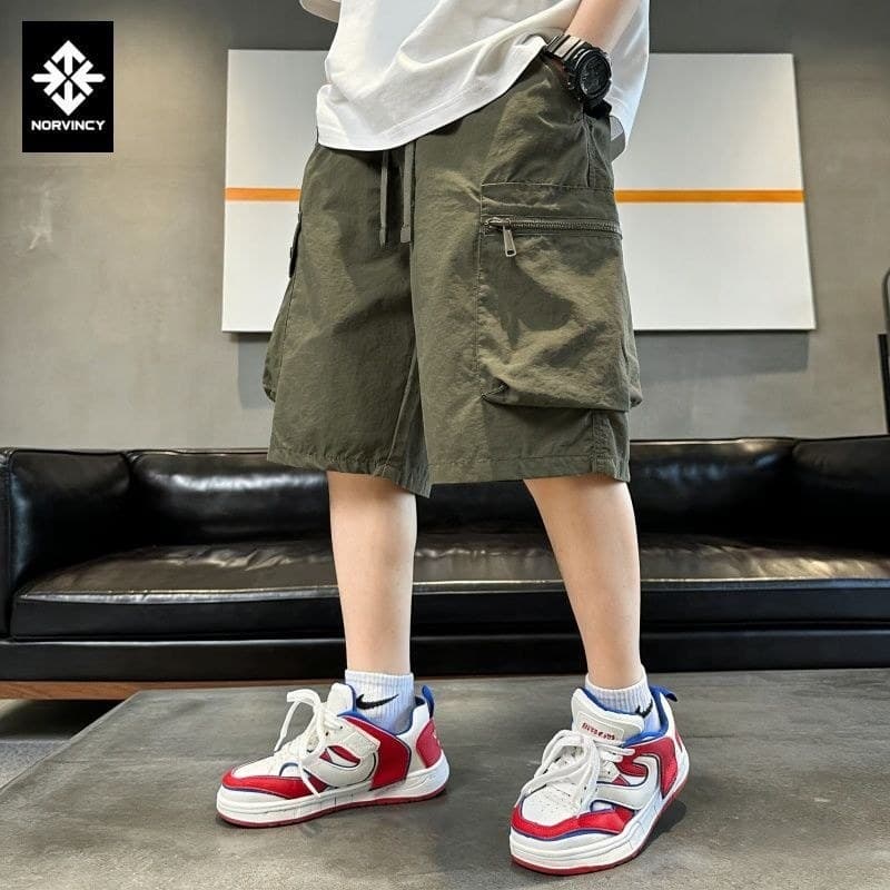 [Novanci] Calças masculinas macacões soltos Shorts esportivos masculinos casuais na moda calças masculinas Multi-boca