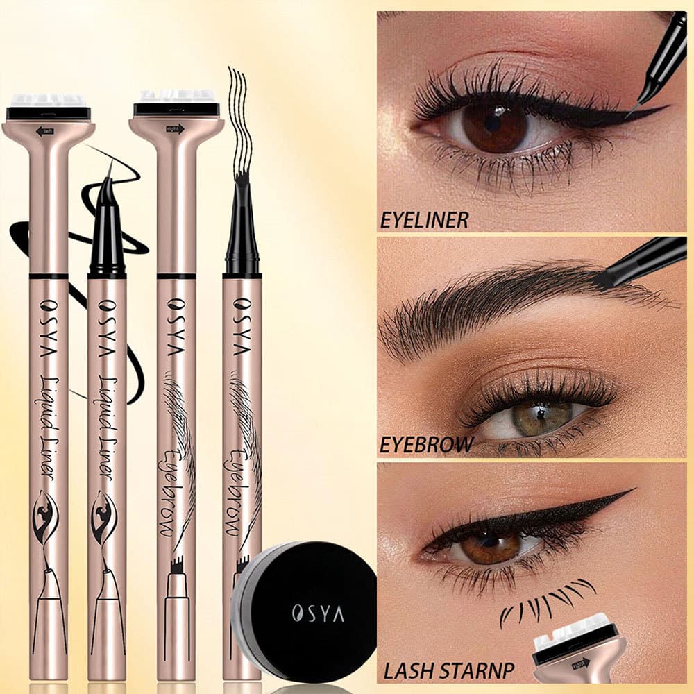 Conjunto De Maquiagem Líquida Para Olhos 3 Em 1 Lash Stamp Brow Tint Kit Cosmético De Delineador De Precisão