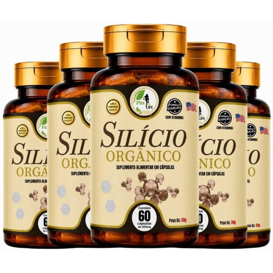 5x Silício Orgânico 1000mg 60 Cáps Colágeno Pele Cabelo Unha