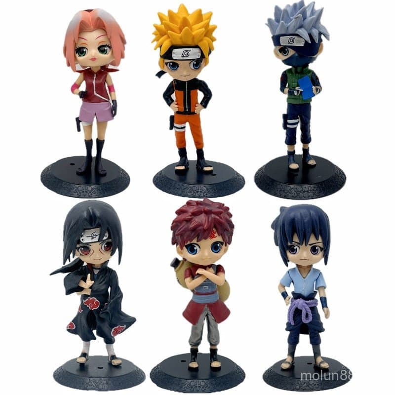 20256 Peças/Conjunto 15cm Anime Japonês Naruto Versão Q Cabeça Grande Uzumaki Uchiha Sasuke Itachi Haruno Sakura Kakashi