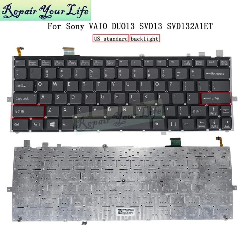 Teclado Retroiluminado Em Inglês Dos Eua Para Sony Vaio DUO 13 SVD13 SVD132 SVD132A1ET SVD13215PXB SVD132A14L , 14924541