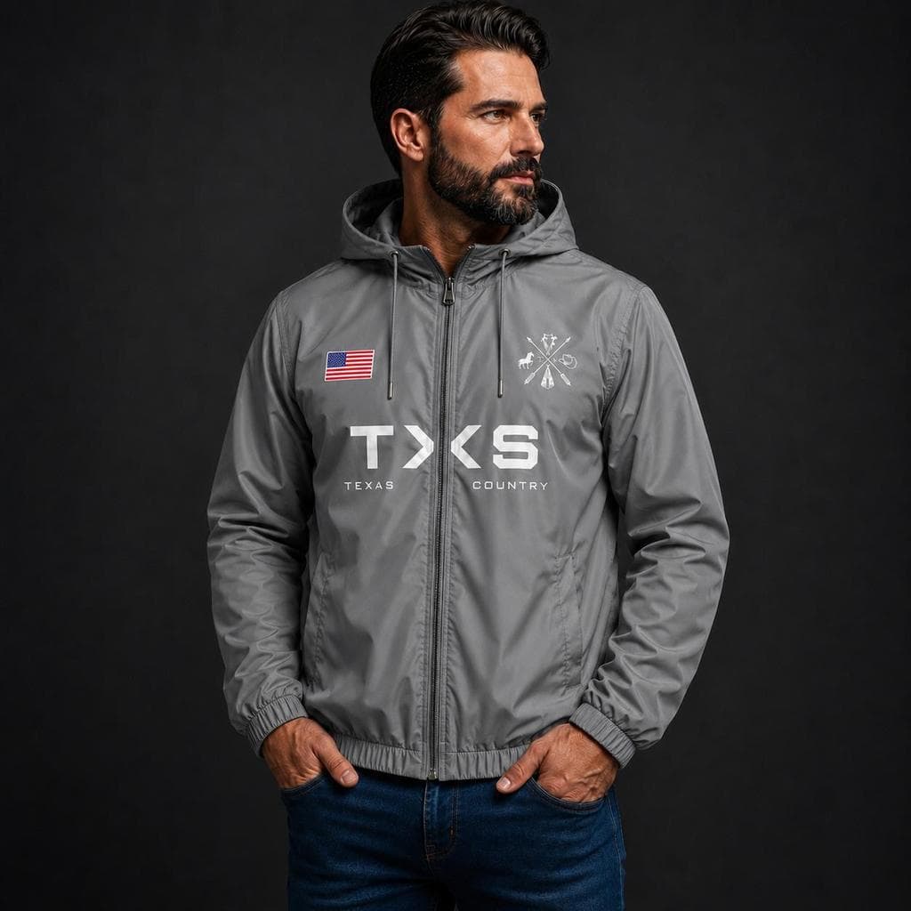 Jaqueta Corta Vento Texana Impermeável Masculina Country TXS com Capuz | Cowboy Sertanejo Barretos Montaria Peão