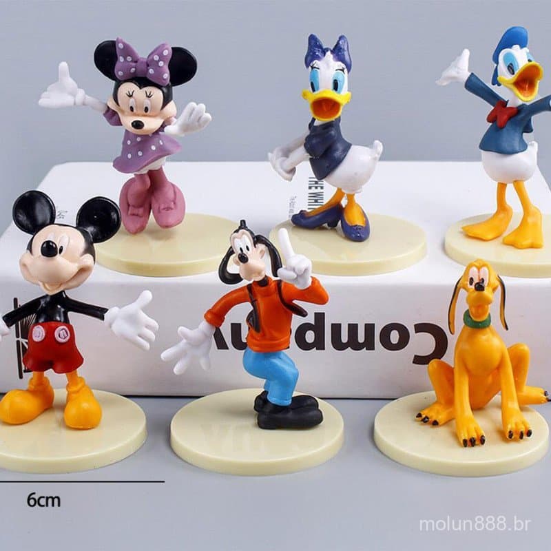 20256 Peças/Conjunto de Figuras do Mickey Mouse Clubhouse, Pato Donald, Minnie, Pluto, Daisy, Figuras de Ação em PVC, Br