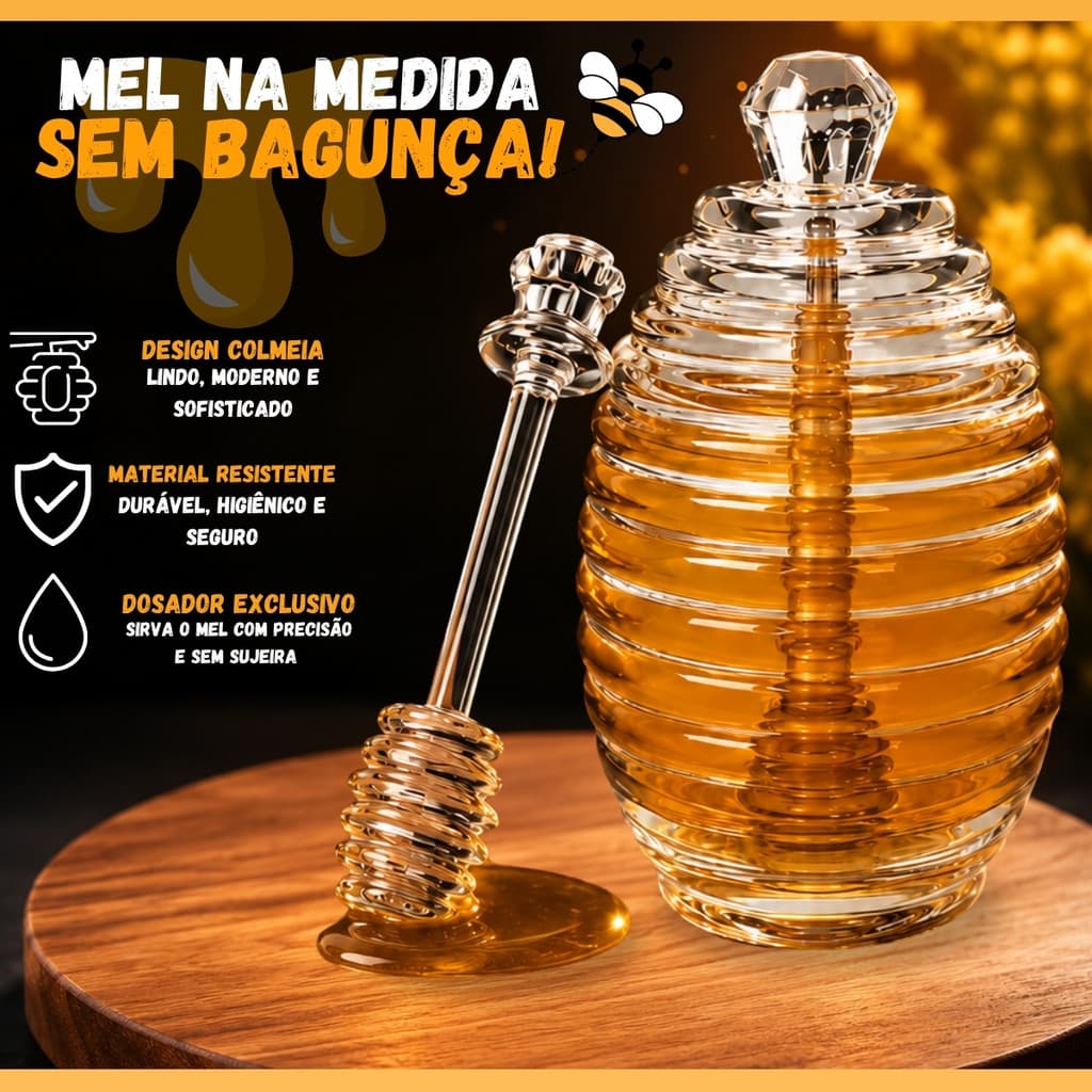 Meleira De Polipropileno Design Sofisticado Transparente Colher Dosadora 223ml