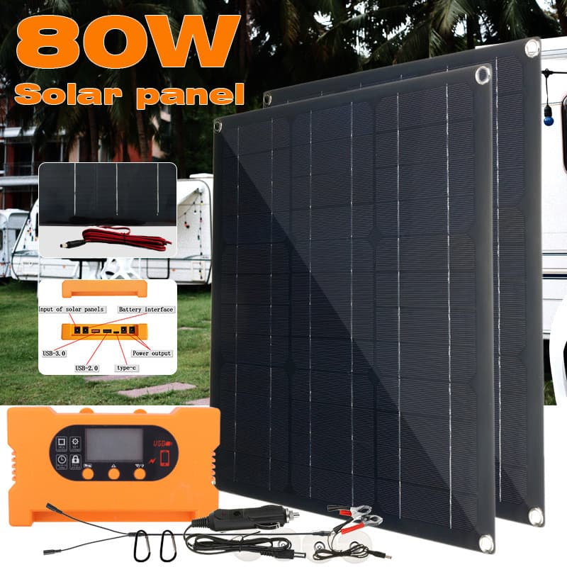 Painel solar de cristal único de fornecimento exclusivo transfronteiriço 40W80W Painel solar duplo com componentes de co