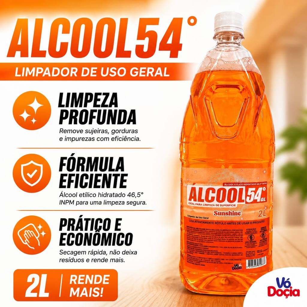 Limpador Alcool Perfumado Sunshine Higienizador Superficies Uso Geral Aroma Duradouro Limpeza Pratica Sem Esforço