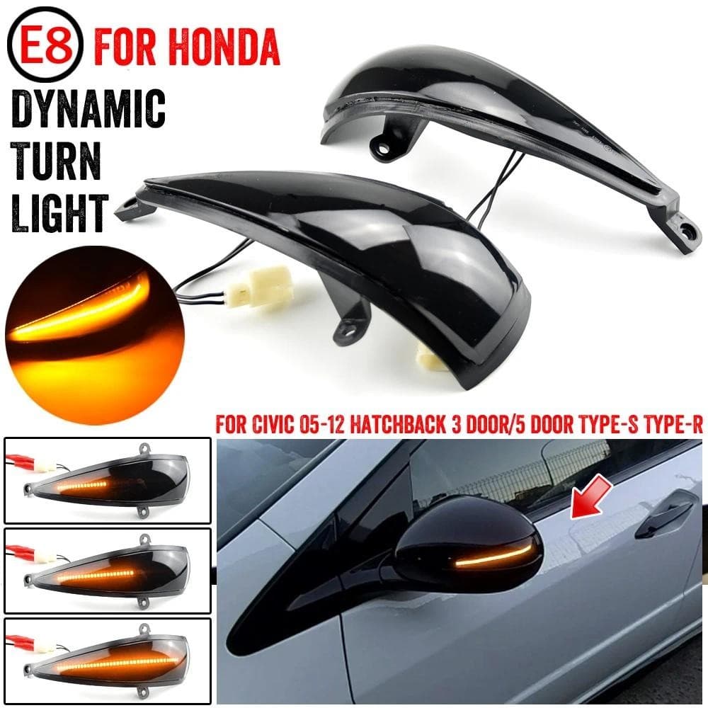 2 Pçs Dinâmico Pisca Led Espelhos Laterais Indicador De Luz De Sinal De Volta Para Honda Civic 8th MK8 Tipo-S R FN 1 2 3