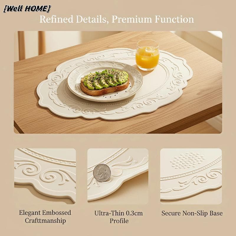[Well HOME] Tapete De Mesa De Silicone Resistente Ao Calor , Antiderrapante , Lavável , Vintage , Floral , Para Escritór