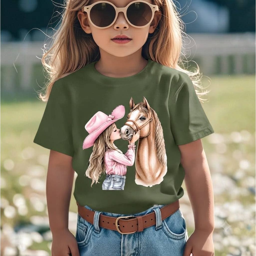 Camiseta Infantil Menina Cavalo Rodeio 100% Algodão Premium Rodeio