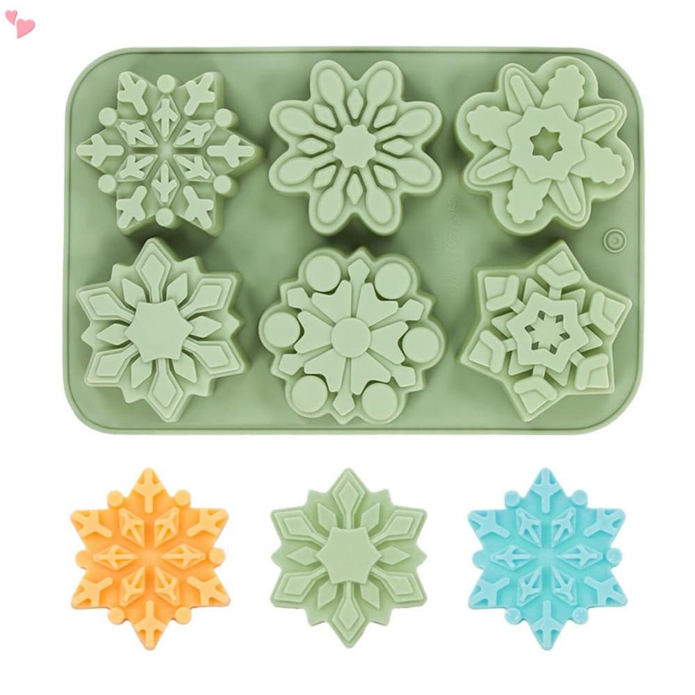 Moldes De Silicone Para Sabão De Vela De Floco De Neve De Natal Com 6 Cavidades , Molde Assar Biscoitos Doces De Chocola
