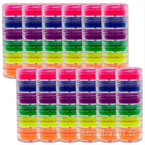 Torre 6 Cores Pó Acrílico Neon Decoração Nail Art Manicure e maquiagem colorida