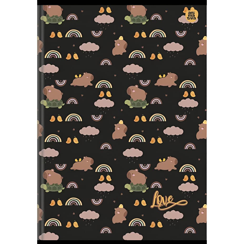 Caderno Brochurao Love Animativa 80fls 1 Mat Escolar C Dura Mod Arco Iris