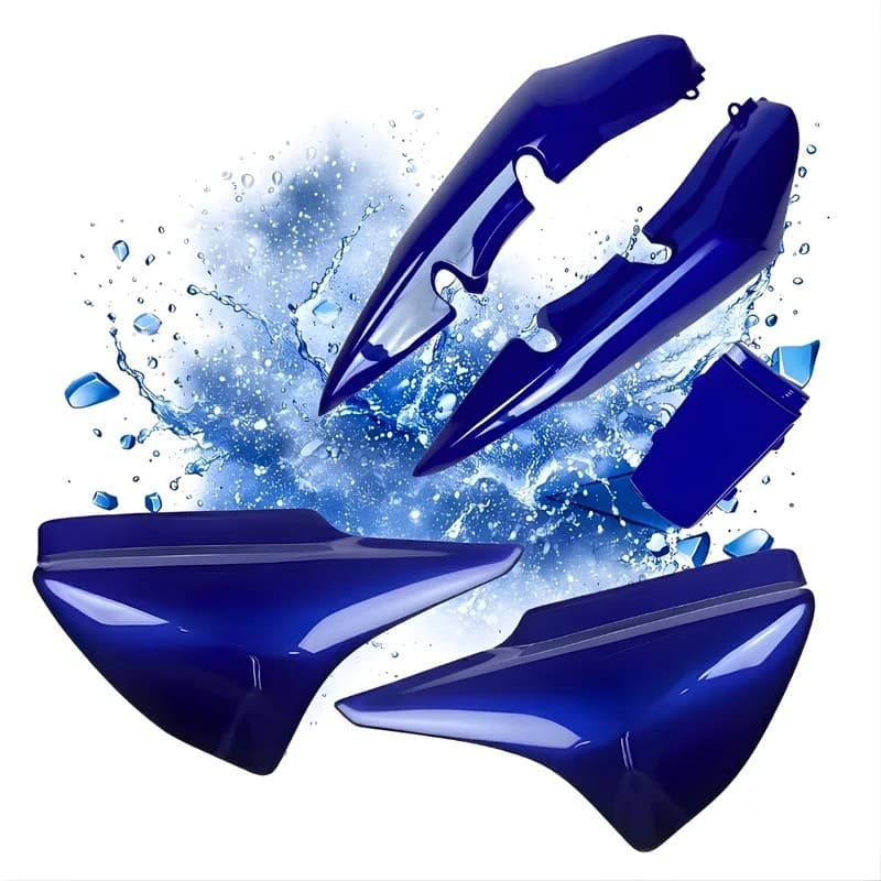 Kit rabeta e tampas laterais Titan 150 azul 2004 a 2008 com adesivos e verniz