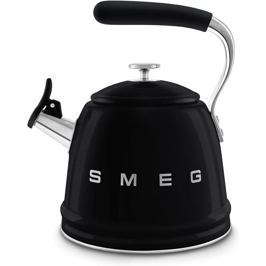 Chaleira com Apito para Fogão SMEG – Estilo Retrô dos Anos 50, 2,3 Litros (10 Xícaras / 2,4 Quartos) Chaleira de Aço Ino