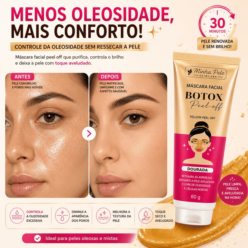 Mascara Facial Botox 50g Peel off pele aveludada sem oleosidade