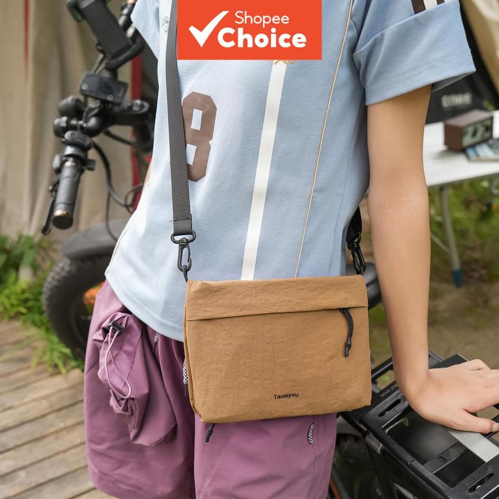 Bolsa tiracolo de nylon leve e à prova d'água unissex, pequena e minimalista, com alça ajustável, casual para viagens ao