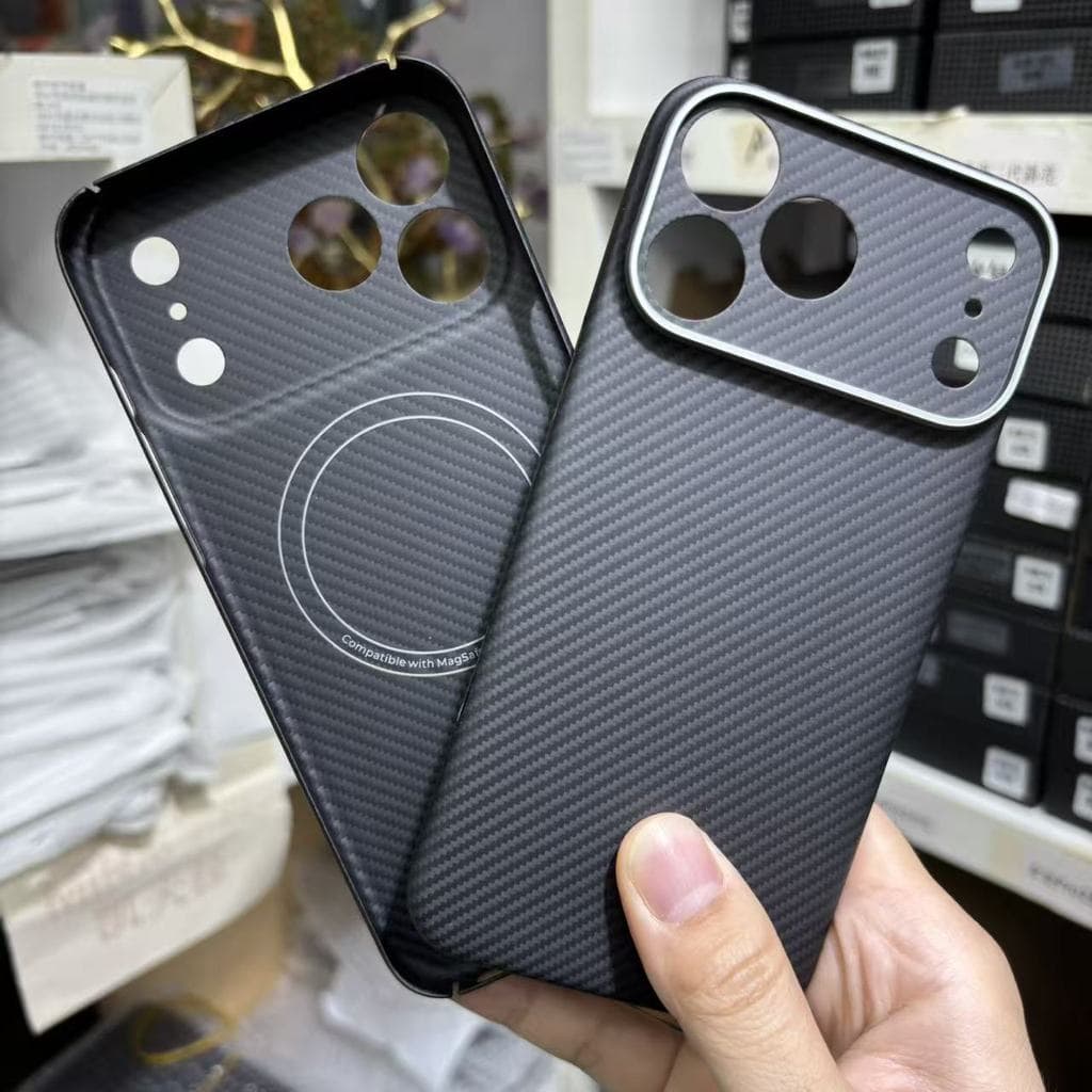 Capa De Telefone De Fibra Kevlar De Carregamento Sem Fio Para iPhone 17 Pro Max , Lente De Metal 17Pro Buraco Fino 600D