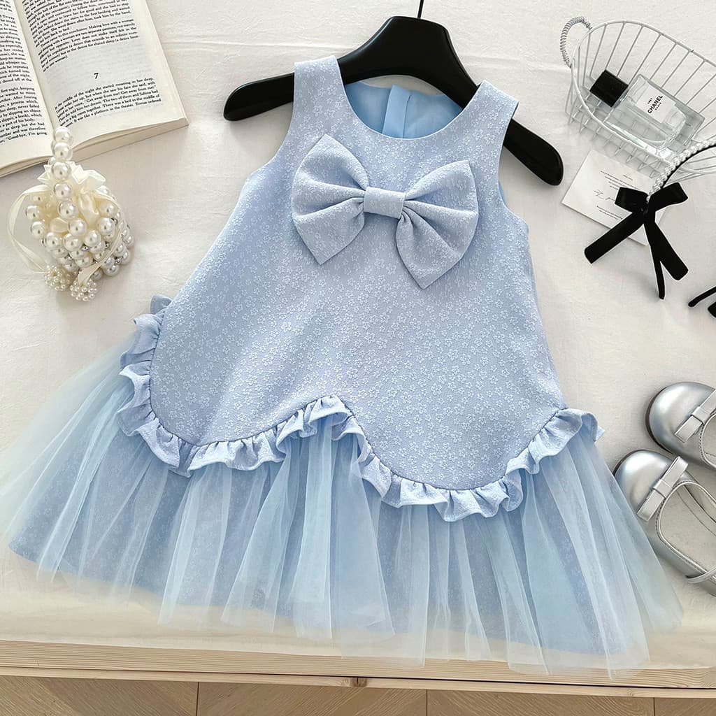 2026 verão meninas vestido novo estilo infantil gaze costura vestido menina algodão vestido de princesa roupas infantis