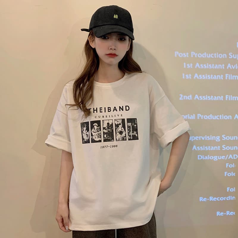 Camiseta Manga Curta Verão Solta Versão Coreana