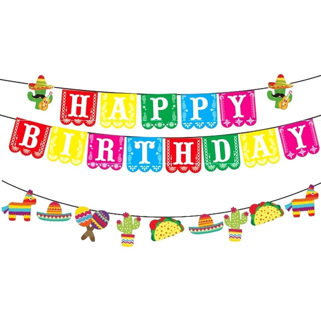 Decorações de Banner de Aniversário Cinco de Mayo, Festa Mexicana, Piñata, Sombrero, Guirlanda, Faixa Decorativa para Fe