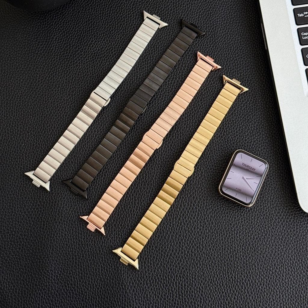Pulseira De Relógio Fina De Aço Inoxidável Com Contas Únicas Para Huawei Watch GT4 GT5 GT6 Fivela Borboleta Dupla Cintur