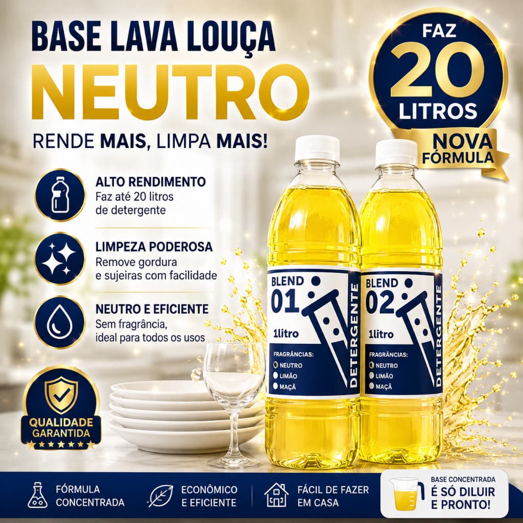 Detergente Lava Louça Neutro 2X1LT Rende 20 Litros
