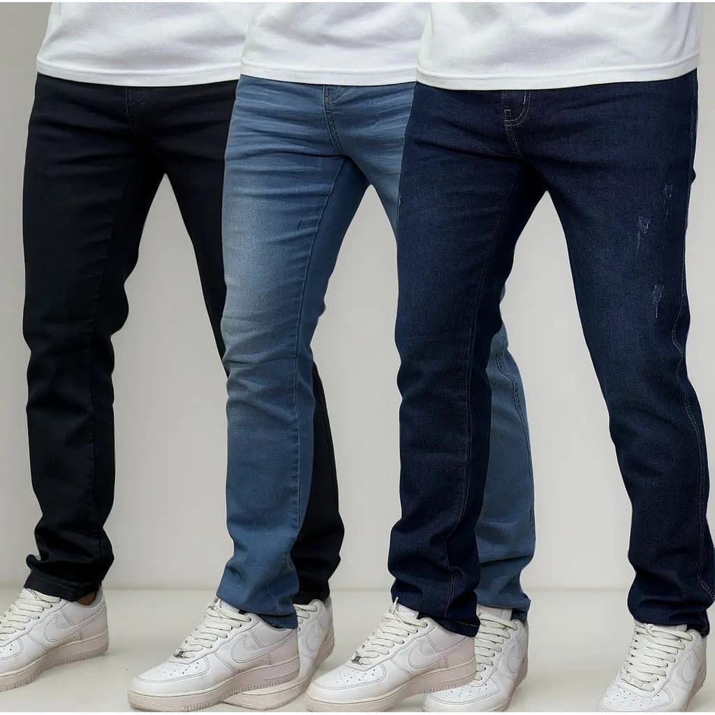 Kit 3 Calça Masculina Jeans Estilo Reta Linha reta