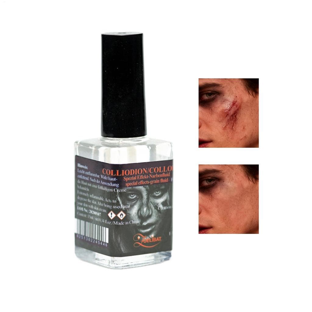 Collodion Cicatriz Líquido 15ml Efeitos De Ferida De Pele Maquiagem Com Escova Cosplay Scarring Para Comédia Assombrada