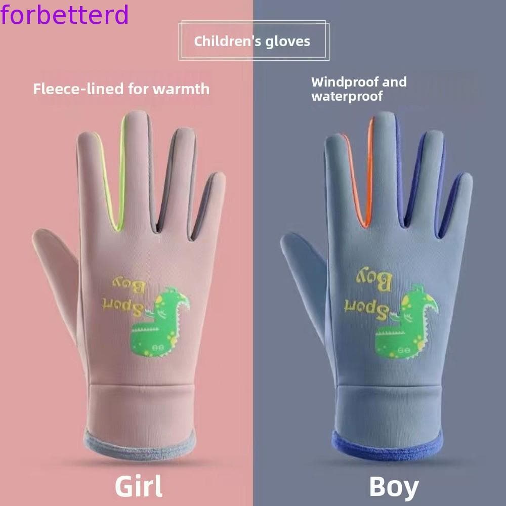 Luvas De Ciclismo De Inverno Para Crianças FORBETTERD , Quentes De Dinossauro De Desenho Animado À Prova De Vento , Resi