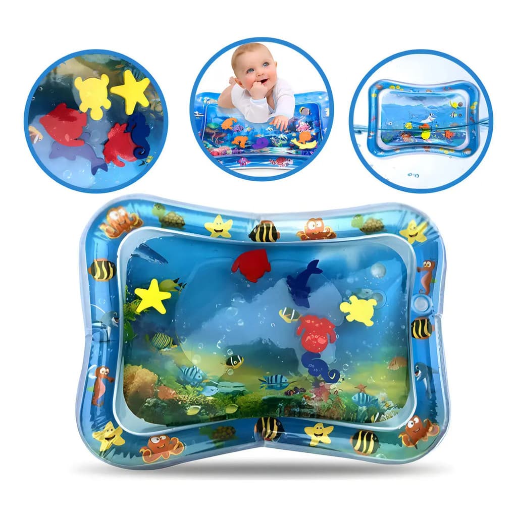 Tapete de Atividades para Bebês, Tapete Aquático Inflável Interativo, Aquário Sensorial Mundo Subaquático Mpmax