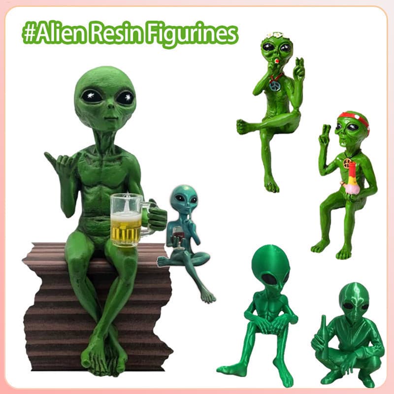 Estátua De Resina Cerveja Beber Alienígena Ornamento Novidade Colecionáveis Engraçado Decoração De Mesa Para Casa Jardim