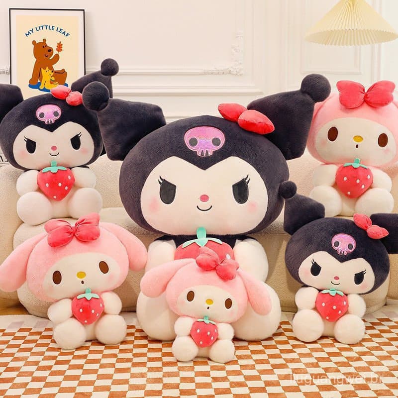 25-50cm Sanrio Kuromi My Melody Brinquedo de Pelúcia Boneca de Pelúcia Brinquedo de Pelúcia Morango Fofo Travesse