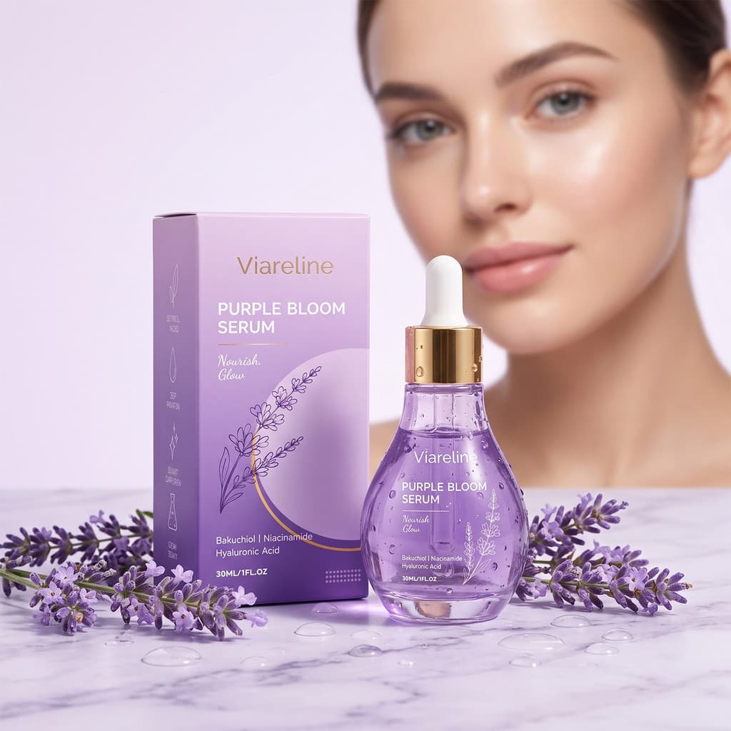 30ml Purple Bloom Complexion Serum – Essência Facial Nutritiva E Hidratante , Iluminadora Suavizante , Adequado Para Tod