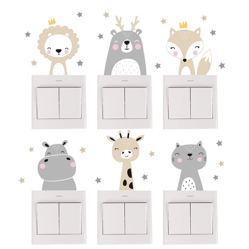 Adesivos de parede bonito dos desenhos animados Smiley pequeno Animal de parede auto-adesivo adesivos de parede