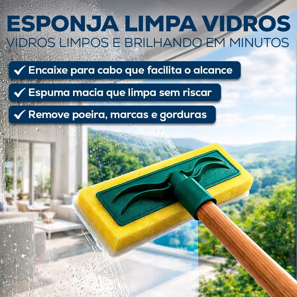 Esponja Limpa Vidros Profissional – Para Janelas, Box e Espelhos