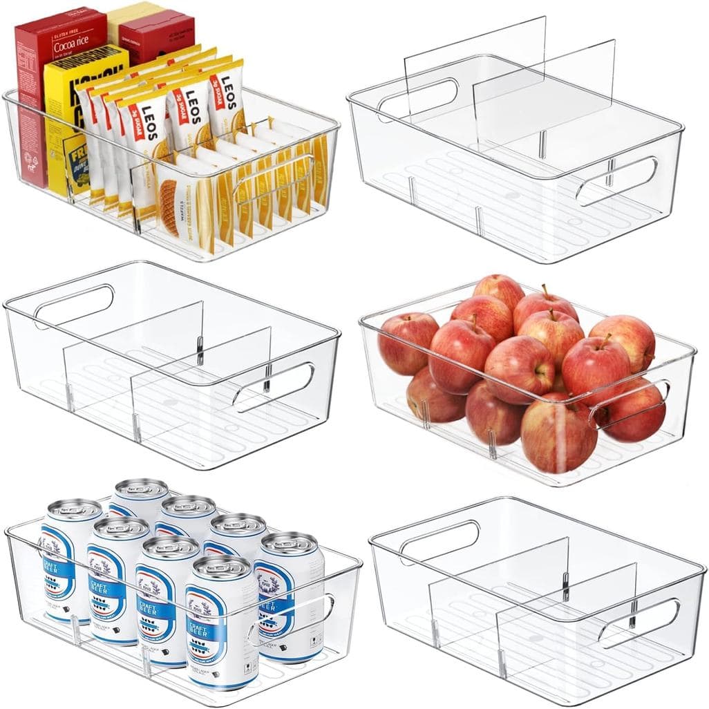 Conjunto de 6 Organizadores e Armazenadores para Despensa, Caixas Organizadoras Transparentes para Geladeira |   Caixas
