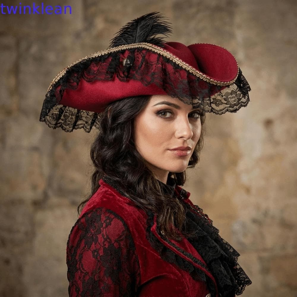Chapéu Pirata Cosplay TWINKLEAN , De Capitão Para Performance De Palco De Cor Sólida Tricórnio Adulto De Decoração