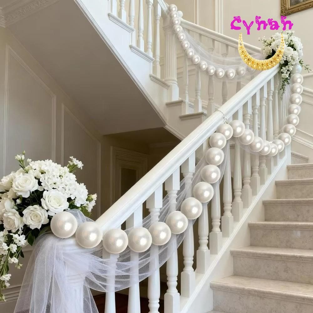 CYNAN 10/12/15/20pcs Falso Grande , Guirlanda De Contas De Plástico Simulado , Pingente De Bola Branca Redonda