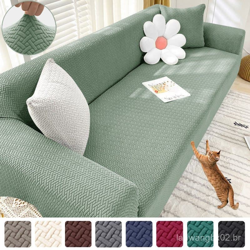 Capa de Sofá em Forma de T para Sala de Estar, Capa de Sofá Jacquard com Braços, Resistente a Manchas, 1/2/3/4 Lugares