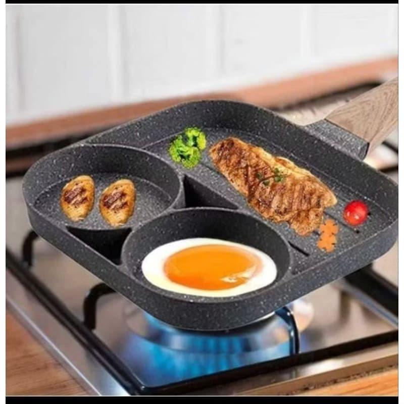 Practical 3-in-1 Non-Stick Frying Pan - For Eggs, Burgers, and Sandwiches, Cooks Quickly and Easy to Clean