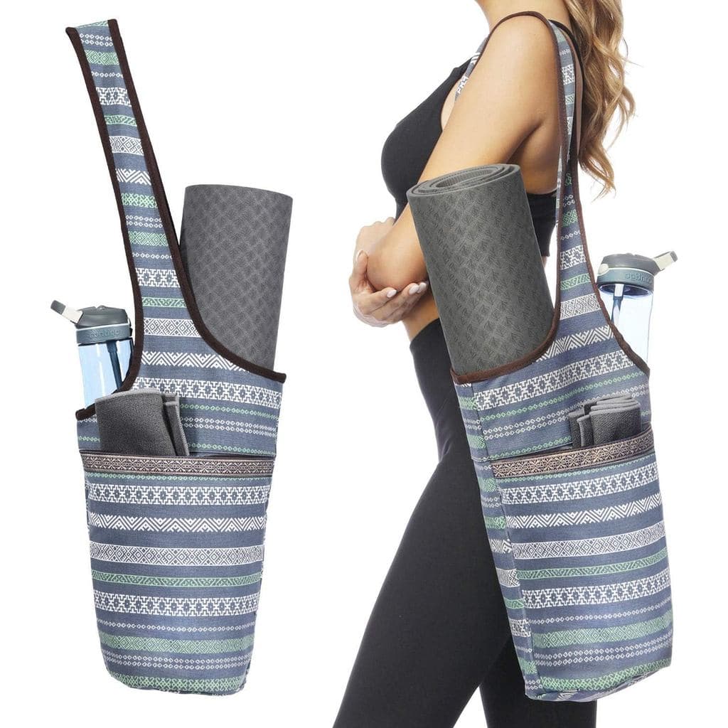 Bolsa para Tapete de Yoga Ewedoos em Lona, Compatível com a Maioria dos Tapetes, com Grandes Bolsos de Armazenamento par