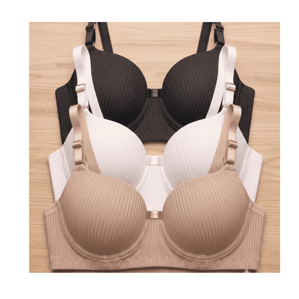 Kit  Sutiã Canelado com Bojo Soutien Básico Reforçado dia a dia Sutian  confortável Moda Íntima GG
